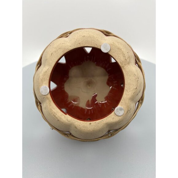 Ceramic Pumpkin Candle Holder With Rustic Wicker Detailing - Picture 4 of 13